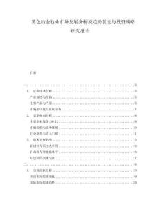 黑色冶金行業(yè)市場(chǎng)發(fā)展分析及趨勢(shì)前景與投資戰(zhàn)略研究報(bào)告