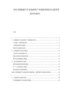 2025新能源汽車電池材料產(chǎn)業(yè)鏈供需格局與投資價(jià)值評(píng)估報(bào)告