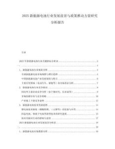 2025新能源電池行業(yè)發(fā)展前景與政策推動力量研究分析報告