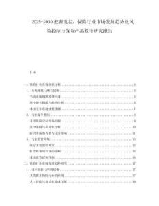 2025-2030把握現(xiàn)狀，保險(xiǎn)行業(yè)市場(chǎng)發(fā)展趨勢(shì)及風(fēng)險(xiǎn)控制與保險(xiǎn)產(chǎn)品設(shè)計(jì)研究報(bào)告