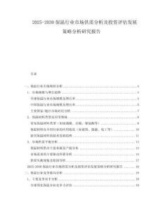 2025-2030保溫行業(yè)市場供需分析及投資評估發(fā)展策略分析研究報告