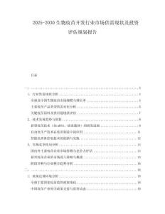 2025-2030生物疫苗開發(fā)行業(yè)市場供需現(xiàn)狀及投資評(píng)估規(guī)劃報(bào)告