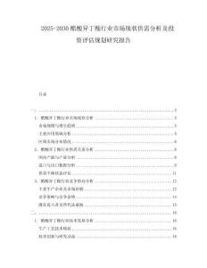 2025-2030醋酸異丁酯行業(yè)市場現(xiàn)狀供需分析及投資評估規(guī)劃研究報告