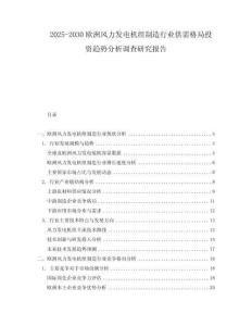 2025-2030歐洲風(fēng)力發(fā)電機(jī)組制造行業(yè)供需格局投資趨勢分析調(diào)查研究報告