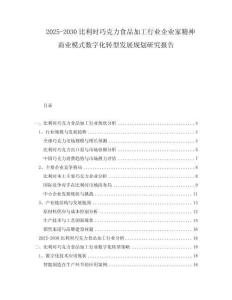 2025-2030比利时巧克力食品加工行业企业家精神商业模式数字化转型发展规划研究报告