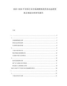 2025-2030半導(dǎo)體行業(yè)市場(chǎng)規(guī)?，F(xiàn)狀供需動(dòng)態(tài)投資機(jī)會(huì)規(guī)劃分析研究報(bào)告