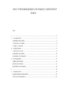 2025中国高端装备制造行业市场机会与投资风险评估报告