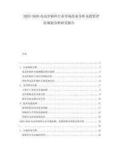 2025-2030電動牙刷絲行業(yè)市場需求分析及投資評估規(guī)劃分析研究報告