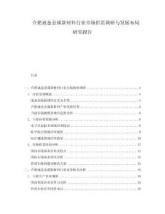 合肥液態(tài)金屬新材料行業(yè)市場供需調(diào)研與發(fā)展布局研究報告