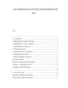 2025新能源电池行业供应链竞争格局发展规划分析报告