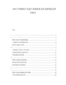 2025中國鋰離子電池產(chǎn)業(yè)鏈深度分析及投資機會研究報告