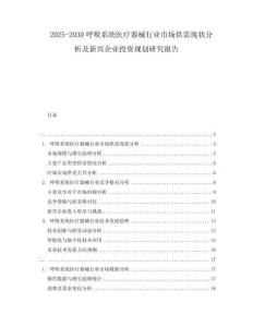 2025-2030呼吸系統(tǒng)醫(yī)療器械行業(yè)市場(chǎng)供需現(xiàn)狀分析及新興企業(yè)投資規(guī)劃研究報(bào)告