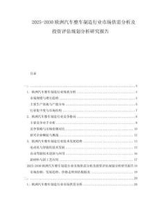 2025-2030歐洲汽車整車制造行業(yè)市場供需分析及投資評估規(guī)劃分析研究報告