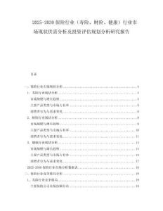 2025-2030保險(xiǎn)行業(yè)（壽險(xiǎn)、財(cái)險(xiǎn)、健康）行業(yè)市場(chǎng)現(xiàn)狀供需分析及投資評(píng)估規(guī)劃分析研究報(bào)告