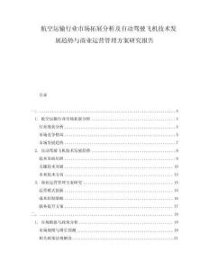 航空运输行业市场拓展分析及自动驾驶飞机技术发展趋势与商业运营管理方案研究报告