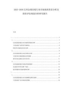 2025-2030巴西金屬冶煉行業(yè)市場(chǎng)現(xiàn)狀供需分析及投資評(píng)估規(guī)劃分析研究報(bào)告