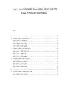2025-2030服裝智能化行業(yè)市場(chǎng)供分析研究投資評(píng)估規(guī)劃發(fā)展探討發(fā)展趨勢(shì)報(bào)告