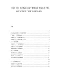 2025-2030歐洲航空制造產(chǎn)業(yè)鏈競爭格局技術(shù)革新和市場發(fā)展?jié)摿ν顿Y評估規(guī)劃報告