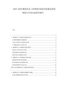 2025-2030澳洲冶金工業(yè)領(lǐng)域市場前景挖掘及投資規(guī)劃與行業(yè)動態(tài)研究報告