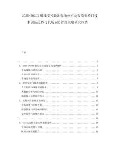 2025-2030X射線安檢設(shè)備市場分析及智能安檢門技術(shù)創(chuàng)新趨勢與機場安防管理策略研究報告