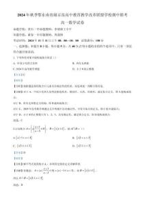 湖北省鄂東南省級示范高中教育教學改革聯盟學校2024-2025學年高一上學期期中聯考數學試題含解析