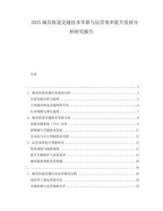 2025城市軌道交通技術(shù)革新與運(yùn)營效率提升發(fā)展分析研究報告