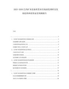 2025-2030巴西礦業(yè)設(shè)備租賃業(yè)市場深度調(diào)研及發(fā)展趨勢和投資前景預(yù)測報告