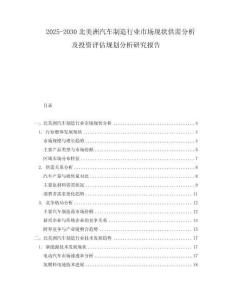 2025-2030北美洲汽車制造行業(yè)市場現(xiàn)狀供需分析及投資評估規(guī)劃分析研究報告