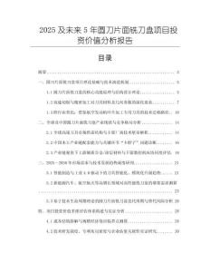 2025及未來5年圓刀片面銑刀盤項目投資價值分析報告