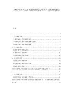 2025中國鈣鈦礦光伏組件穩(wěn)定性提升技術路線報告