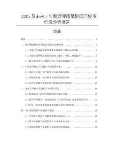 2025及未來5年耐溫硬質(zhì)聚醚項目投資價值分析報告