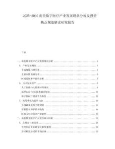 2025-2030南美数字医疗产业发展现状分析及投资热点规划解读研究报告