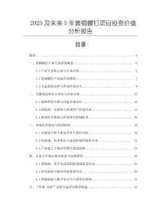 2025及未來5年黃銅螺釘項目投資價值分析報告