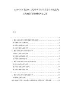 2025-2030斐济水上运动项目组织资金管理现状与长期投资效果分析执行办法