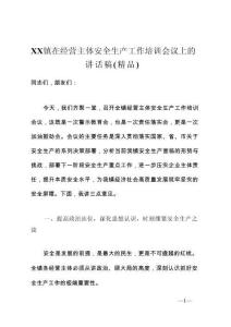 XX鎮(zhèn)在經(jīng)營主體安全生產(chǎn)工作培訓(xùn)會議上的講話稿（精品）