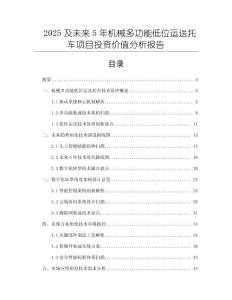 2025及未來5年機械多功能低位運送托車項目投資價值分析報告