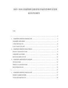 2025-2030高速鐵路交通系統(tǒng)市場供需調(diào)研及發(fā)展前景評估報告