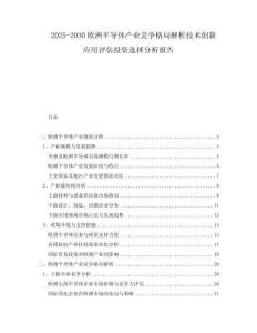 2025-2030歐洲半導(dǎo)體產(chǎn)業(yè)競(jìng)爭(zhēng)格局解析技術(shù)創(chuàng)新應(yīng)用評(píng)估投資選擇分析報(bào)告
