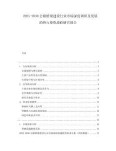 2025-2030公路橋梁建設(shè)行業(yè)市場深度調(diào)研及發(fā)展趨勢與投資戰(zhàn)略研究報告