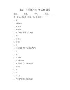 2025芬蘭語(yǔ)YKI考試真題卷