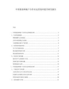 中国番茄种植户合作社运营效率提升研究报告