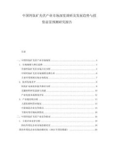 中國鈣鈦礦光伏產(chǎn)業(yè)市場深度調(diào)研及發(fā)展趨勢與投資前景預(yù)測研究報告