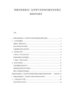 智能電網(wǎng)虛擬電廠運(yùn)營(yíng)調(diào)節(jié)負(fù)荷響應(yīng)服務(wù)商業(yè)模式規(guī)劃評(píng)估報(bào)告