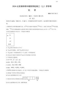 2024北京清華附中朝陽學(xué)校高三（上）開學(xué)考化學(xué)試題及答案