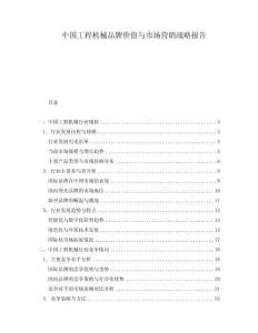 中国工程机械品牌价值与市场营销战略报告