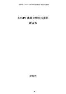 300MW水面光伏电站项目建议书