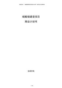 硫酸鎂建設(shè)項目商業(yè)計劃書