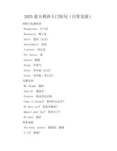 2025意大利語(yǔ)入門(mén)短句（日常交流）