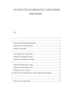 2025软件开发行业开源技术应用产品迭代市场前景投资分析规划