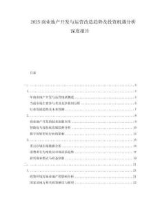 2025商業(yè)地產(chǎn)開發(fā)與運(yùn)營改造趨勢及投資機(jī)遇分析深度報告